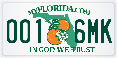 FL license plate 0016MK