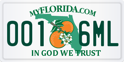 FL license plate 0016ML