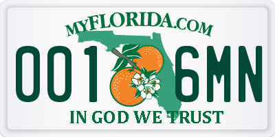 FL license plate 0016MN