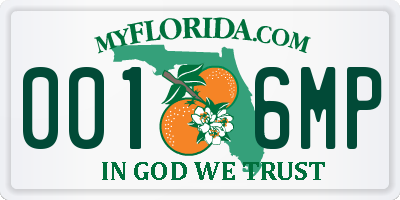 FL license plate 0016MP
