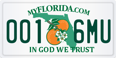 FL license plate 0016MU