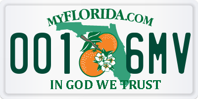 FL license plate 0016MV