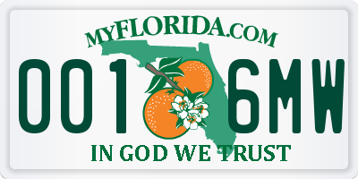 FL license plate 0016MW