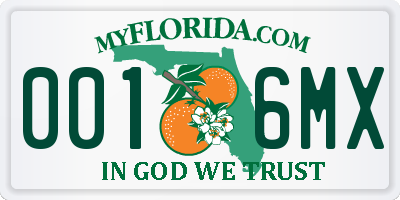 FL license plate 0016MX