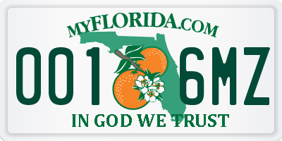 FL license plate 0016MZ