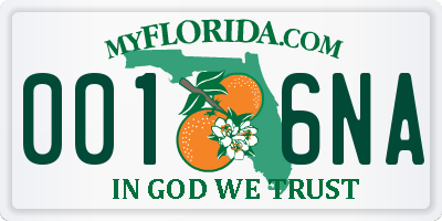 FL license plate 0016NA