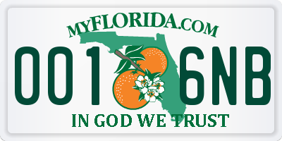 FL license plate 0016NB