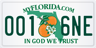 FL license plate 0016NE