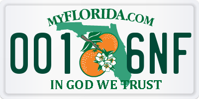 FL license plate 0016NF