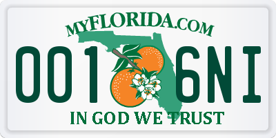 FL license plate 0016NI