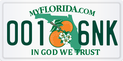 FL license plate 0016NK