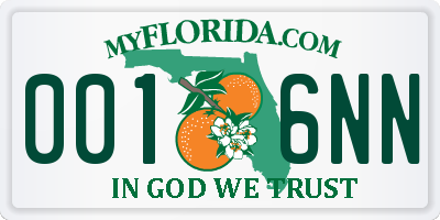 FL license plate 0016NN
