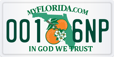FL license plate 0016NP