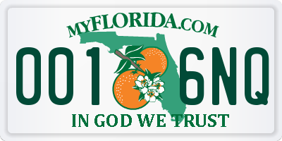 FL license plate 0016NQ