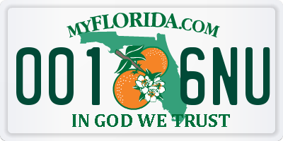 FL license plate 0016NU