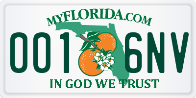 FL license plate 0016NV