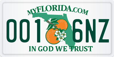 FL license plate 0016NZ