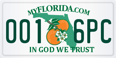 FL license plate 0016PC