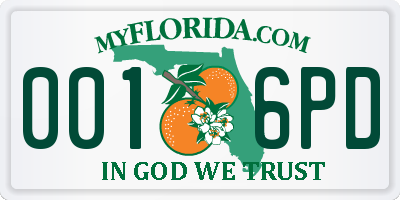 FL license plate 0016PD