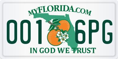 FL license plate 0016PG