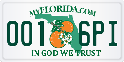 FL license plate 0016PI
