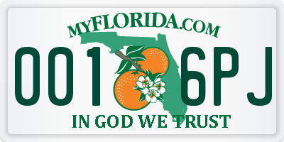 FL license plate 0016PJ