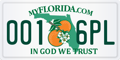 FL license plate 0016PL