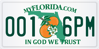 FL license plate 0016PM