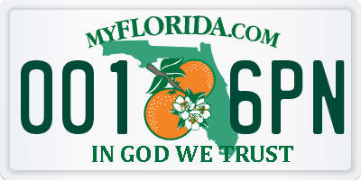 FL license plate 0016PN