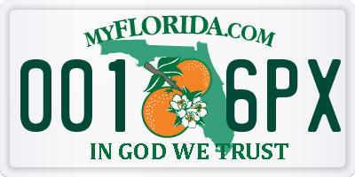 FL license plate 0016PX