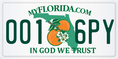 FL license plate 0016PY