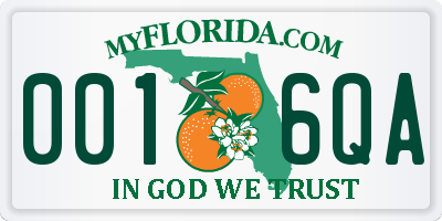 FL license plate 0016QA