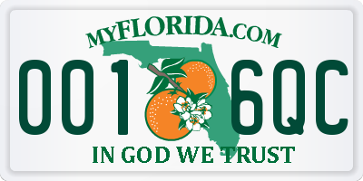 FL license plate 0016QC