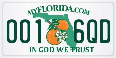 FL license plate 0016QD
