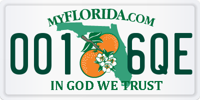 FL license plate 0016QE