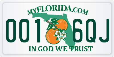 FL license plate 0016QJ