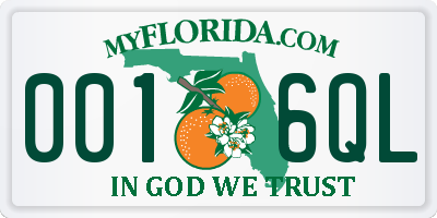 FL license plate 0016QL