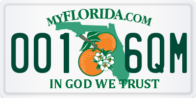 FL license plate 0016QM