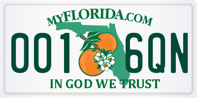 FL license plate 0016QN