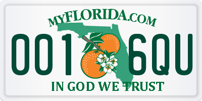 FL license plate 0016QU