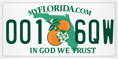 FL license plate 0016QW