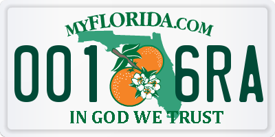 FL license plate 0016RA