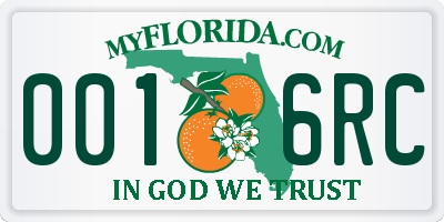 FL license plate 0016RC