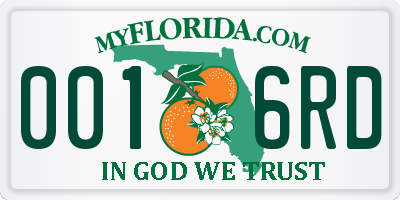 FL license plate 0016RD