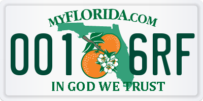 FL license plate 0016RF