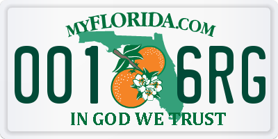 FL license plate 0016RG