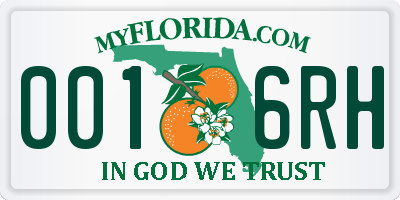 FL license plate 0016RH