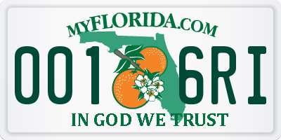 FL license plate 0016RI