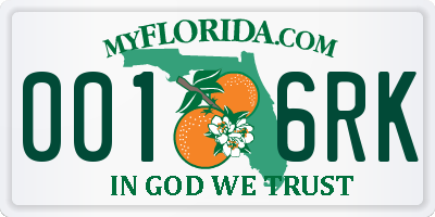 FL license plate 0016RK