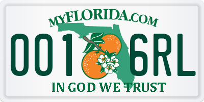 FL license plate 0016RL